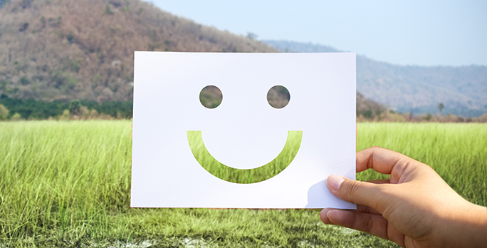 Happines cheerful perforated paper smiley face